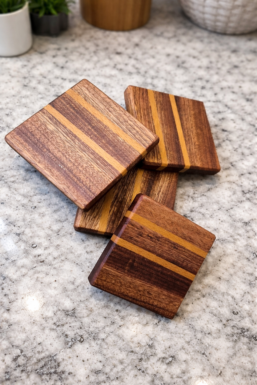Solid hardwood coasters handmade Staffordshire