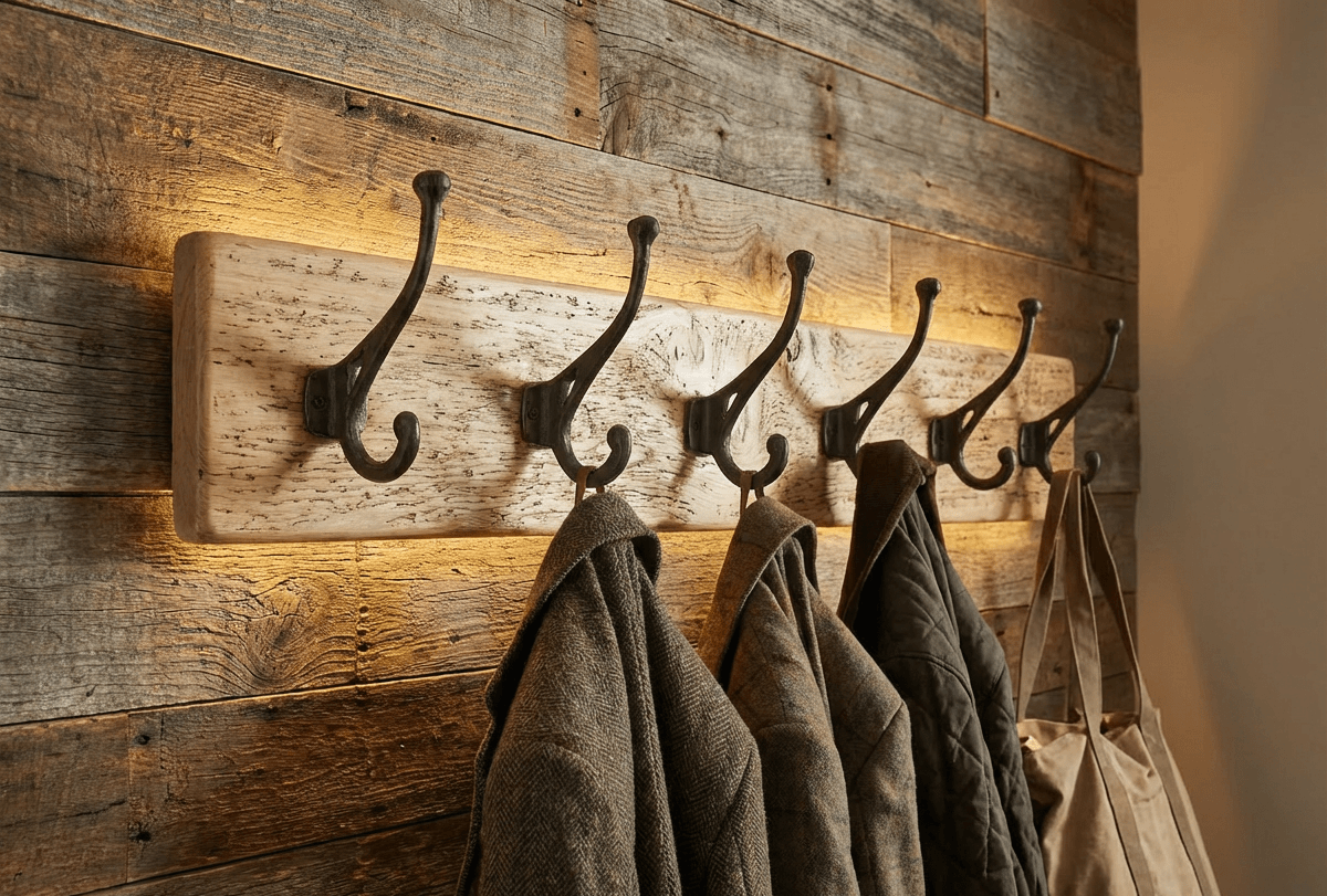 6 peg rustic timber coat hook board - Serendipity Woodcraft Staffordshire