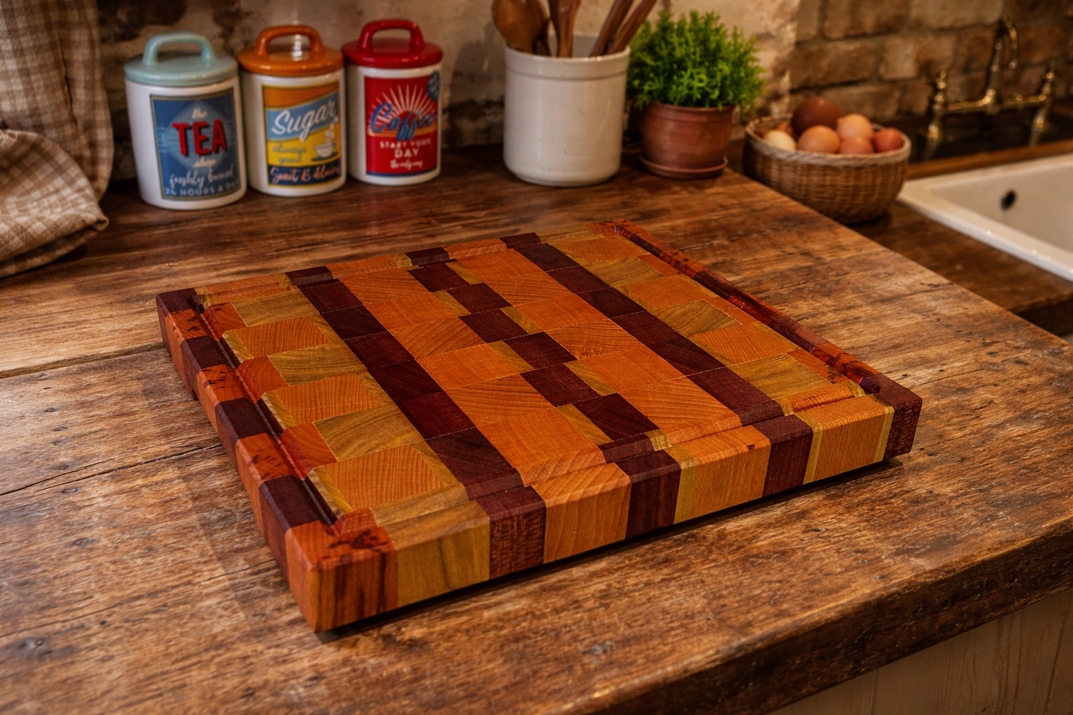 Handmade hardwood end grain cutting board - Serendipity Woodcraft Staffordshire