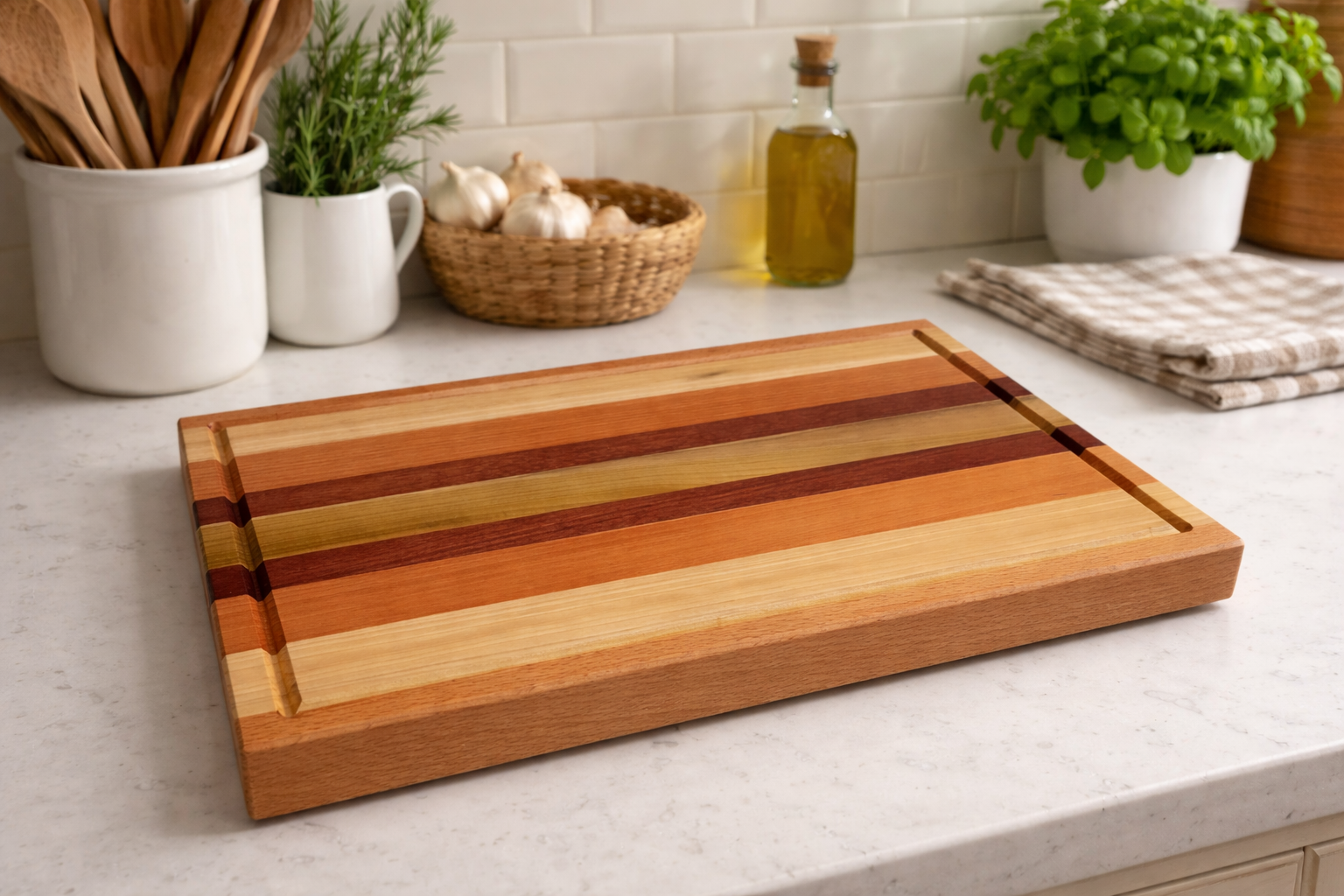 Handmade hardwood face grain cutting board - Serendipity Woodcraft Staffordshire