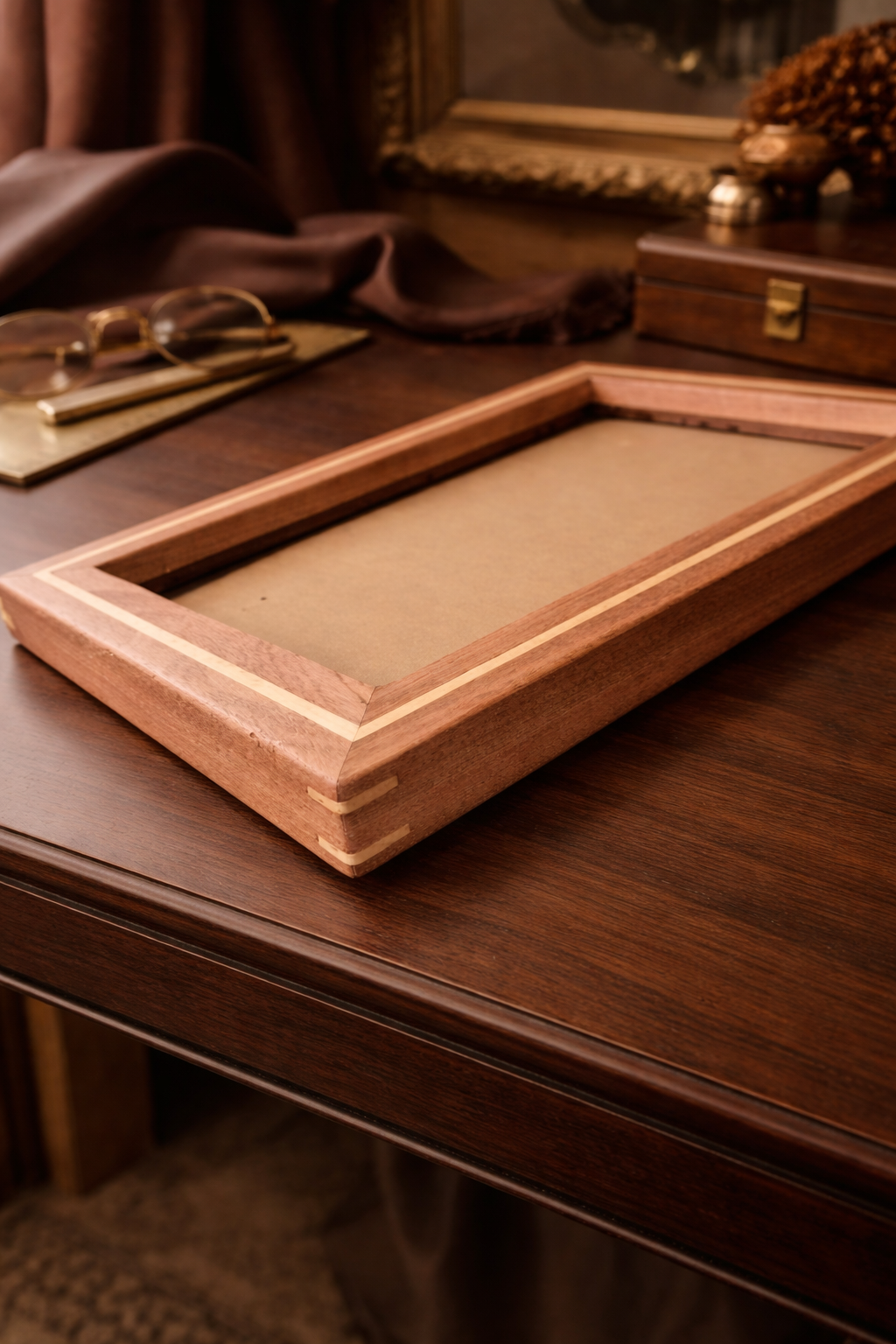 Handcrafted hardwood A2 picture frame with spline jointed mitres - Serendipity Woodcraft