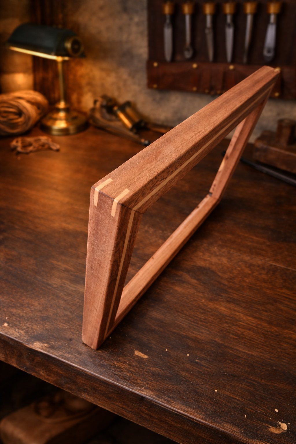 Handcrafted hardwood A5 picture frame with spline jointed mitres - Serendipity Woodcraft